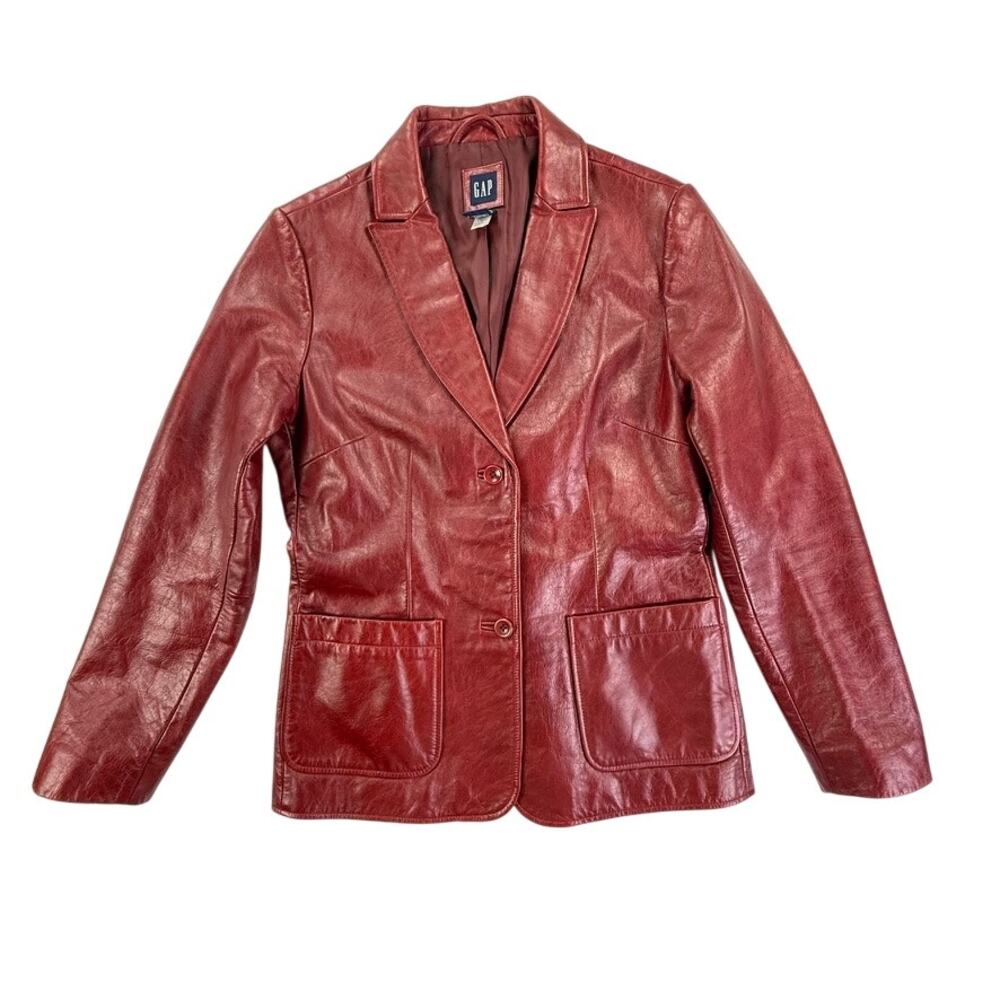 Vintage 2000 GAP Oxblood Genuine Leather Blazer Women’s S Y2K Jacket